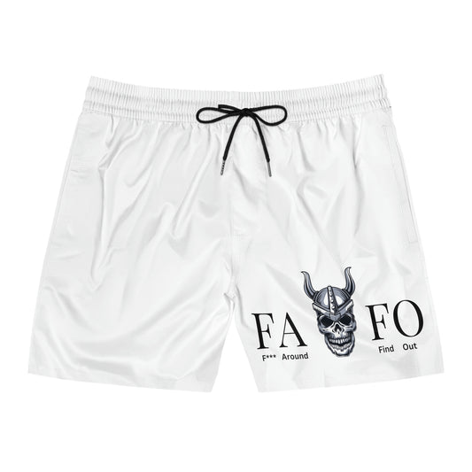 Men's Mid-Length Viking Skull FAFO Swim Shorts