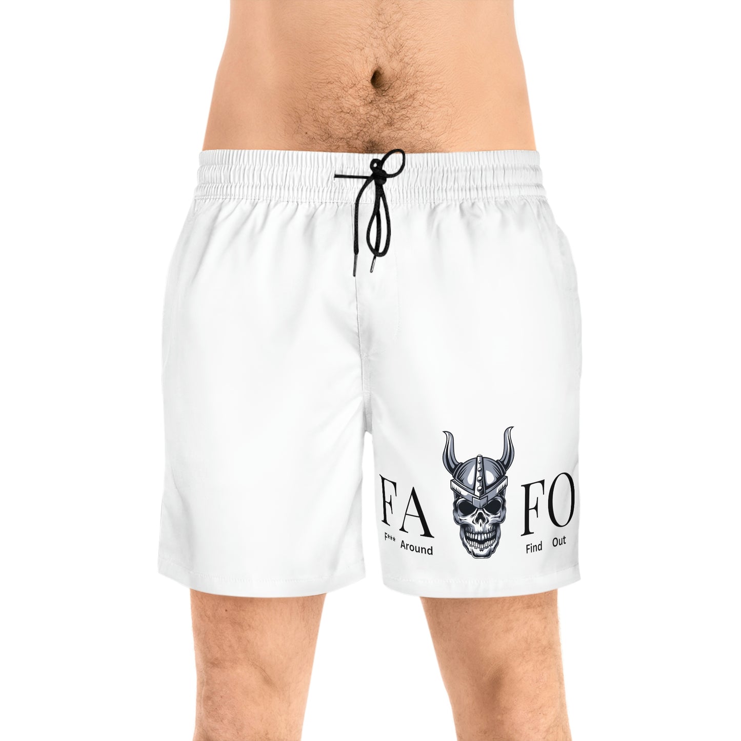 Men's Mid-Length Viking Skull FAFO Swim Shorts